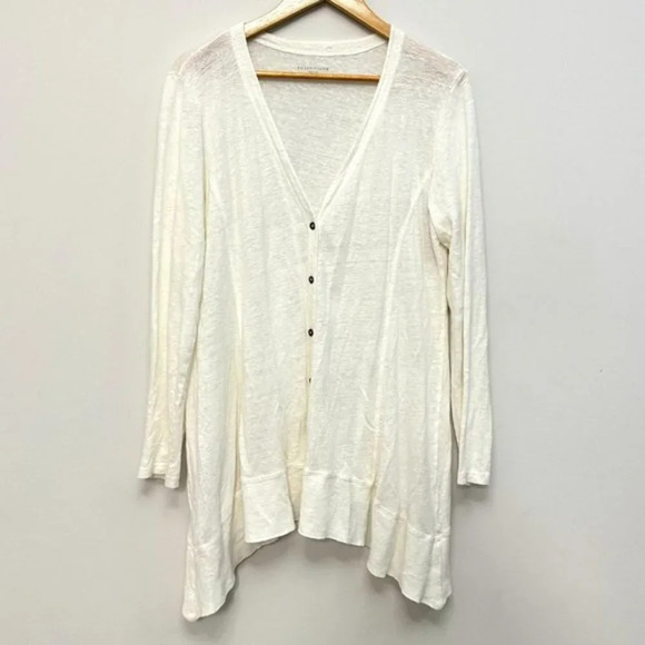 Eileen Fisher Linen Button Front V-Neck Cardigan Coastal Grandma White Women's M - Picture 2 of 14